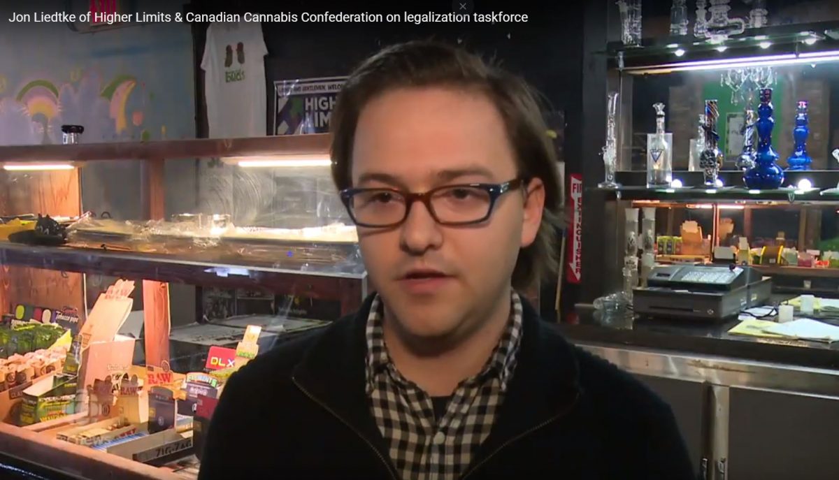 Jon Liedtke of Higher Limits speaks to CBC Windsor about Justin Trudeau's plans to legalize cannabis in Canada. Photo CBC Windsor
