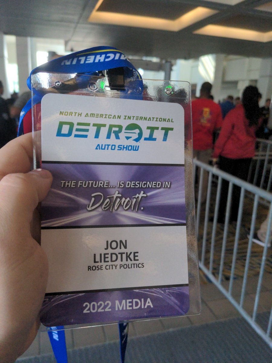Jon Liedtke press pass for the Detroit Auto Show