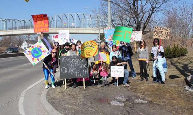 Students protest Windsor Essex Catholic District School Board for alleged homophobic bullying by teacher