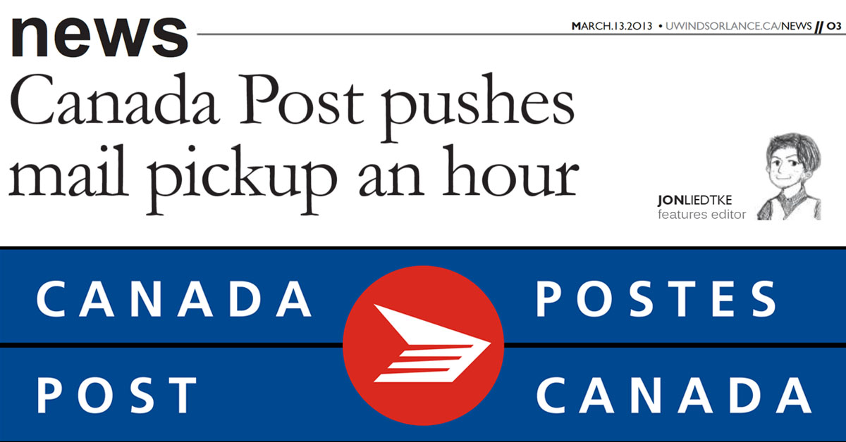 UWindsor Lance: Canada Post pushes campus mail pickup an hour