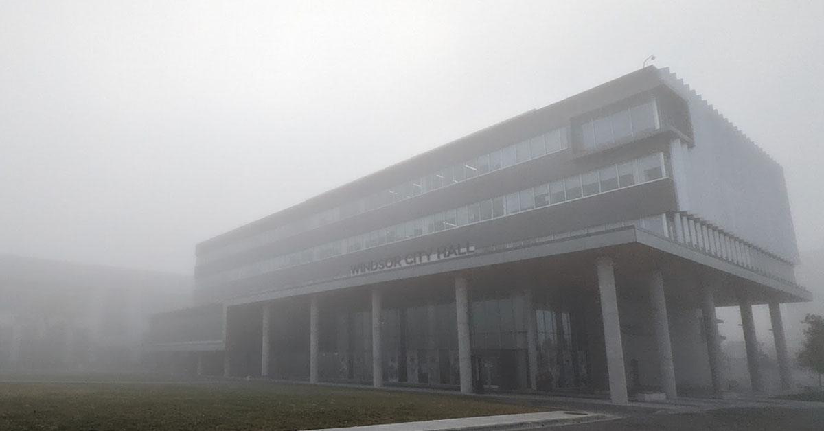 Windsor City Hall in fog (Jon Liedtke)