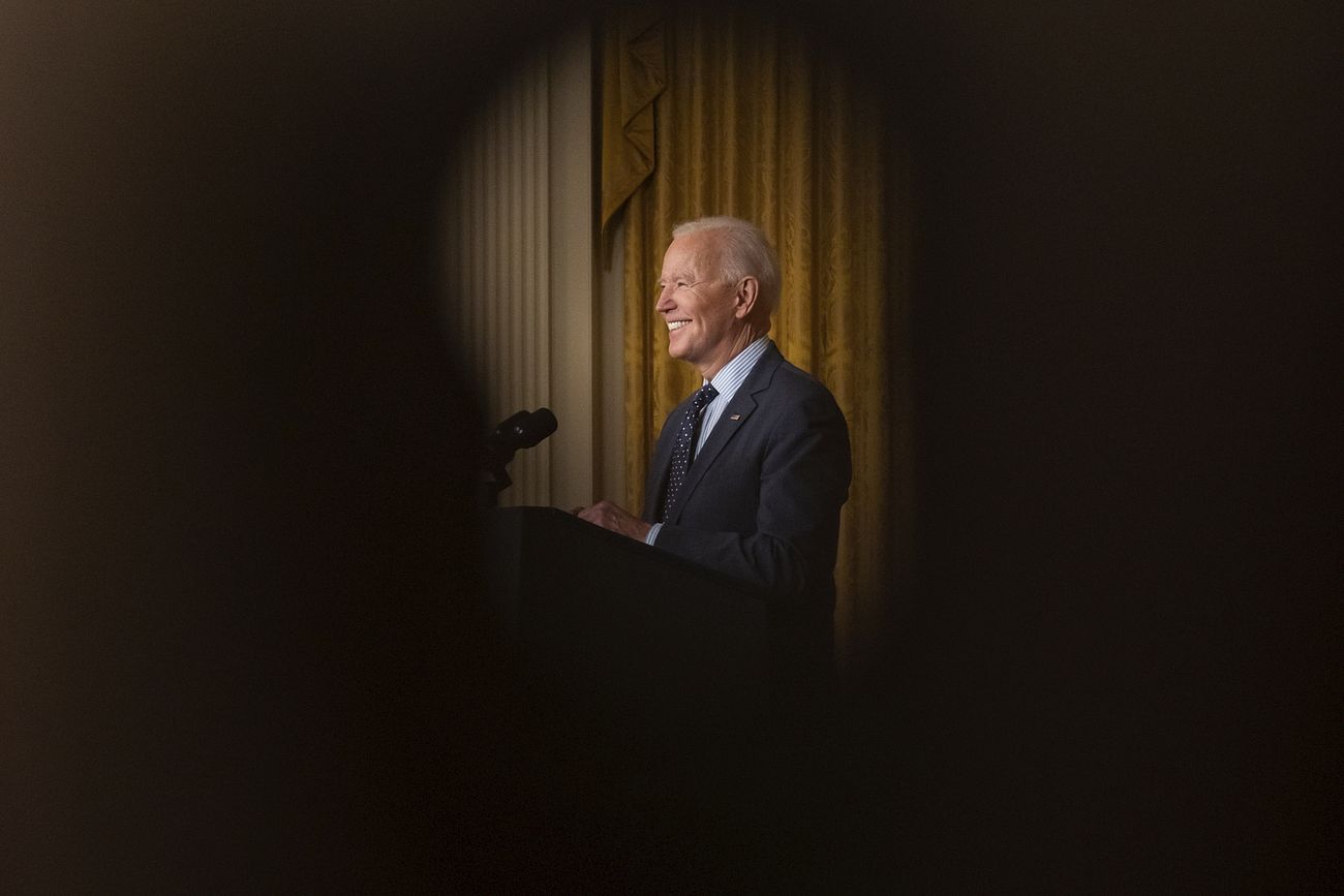 President Joe Biden tapes video addresses on Wednesday, June 2, 2021, in the East Room of the White House. (Official White House Photo by Cameron Smith).