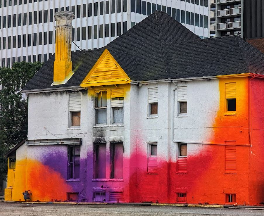 Does spray painting an eyesore house help downtown?