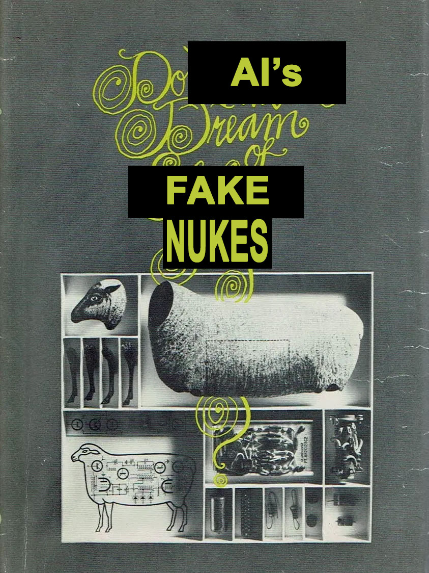 Do AI's Dream Of Fake NUKES (Phillip K. Dick book cover; edit Jon Liedtke)